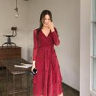 V-neck Layered Glittered Dress