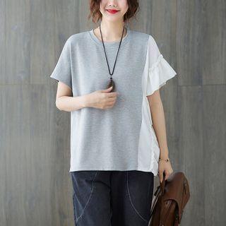 Two-tone Ruffle Panel T-shirt