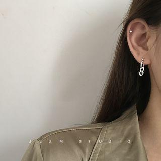 Non-matching 925 Sterling Silver Chain Earring 1 Pair - 925 Silver - Ab Huggy Earring - As Shown In Figure - One Size