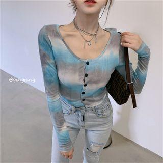 Tie Dye Long-sleeve Top As Shown In Figure - One Size