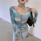 Tie Dye Long-sleeve Top As Shown In Figure - One Size