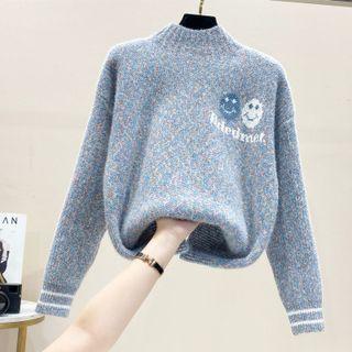 Smiley Face Mock-neck Sweater
