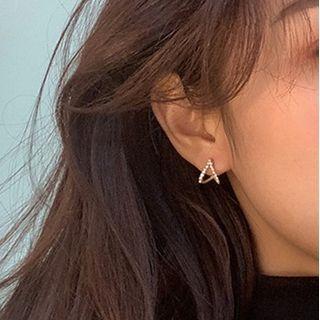 Rhinestone Ear Stud 1 Pair - My30097 - Gold - One Size