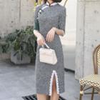Short-sleeve Knit Qipao Dress