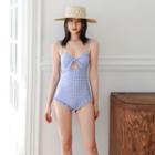 Gingham Knotted Cutout Swimsuit