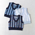 Heart Pattern Cropped Sweater Vest