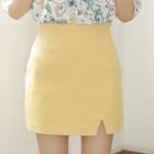 Zip-side Cutout-hem Mini Skirt