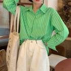 Striped Long-sleeve Shirt Green - One Size