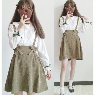 Long-sleeve Shirt / A-line Suspender Skirt
