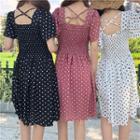 Dot High-waist Short-sleeve Dress