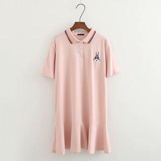 Short-sleeve Rabbit Embroidered Polo Dress