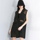 Chiffon Long Vest Black - One Size