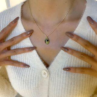 Faux-gem Pendant Necklace Gold - One Size