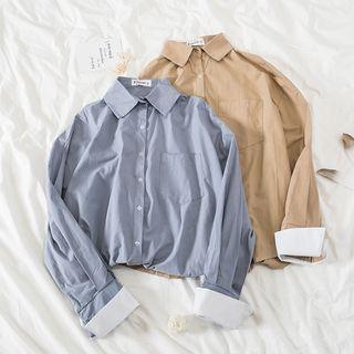 Contrast Cuff Panel Long Sleeve Shirt