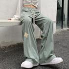 Star Embroidery Corduroy Loose Fit Pants