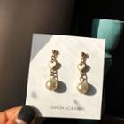 Heart Faux Pearl Dangle Earring 1 Pair - White Faux Pearl - Gold - One Size