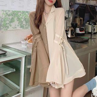 Bell-sleeve Color Panel Blouse