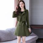 Tie-waist Double-breasted Trench Coatdress