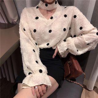Lace Dotted Blouse As Shown In Figure - One Size