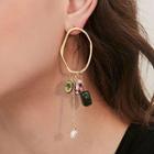 Irregular Alloy Hoop Faux Pearl Dangle Earring 1 Pair - 925 Silver - One Size