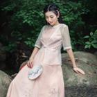 Set: Embroidered Dress + Light Jacket