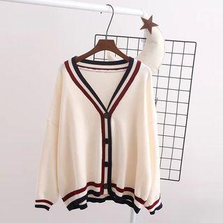 Striped Hem Buttoned Cardigan
