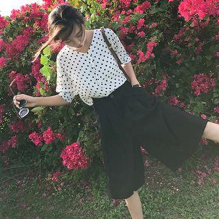 Set: Dotted Shirt + Wide-leg Pants