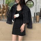 Washed A-line Mini Dress / Washed Denim Oversize Jacket