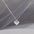 925 Sterling Silver Diamond Caged Rhinestone Pendant Necklace As Shown In Figure - One Size
