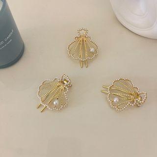 Shell Faux Pearl Hair Clamp Gold - One Size