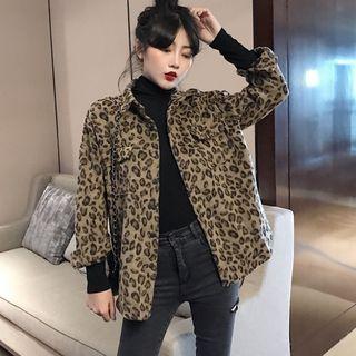 Leopard Pattern Button Jacket Leopard - One Size