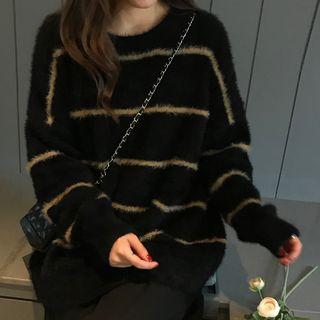 Striped Sweater Black & Khaki - One Size