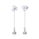 Sterling Silver Fashion Simple Flower Tassel Pearl Earrings Silver - One Size