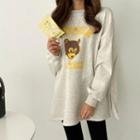 Bear Print Fleece Lined T-shirt
