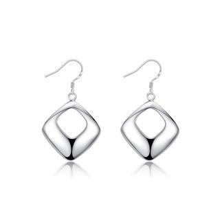 Fashion Simple Geometric Diamond Earrings Silver - One Size