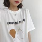 Fruit Print Short-sleeve T-shirt White - One Size