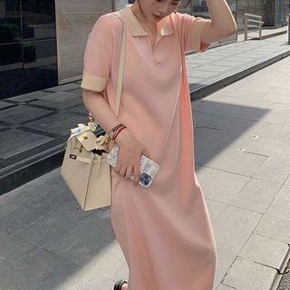 Short-sleeve Midi Shift Polo Dress