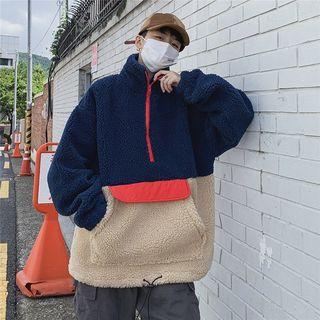 Color Block Faux-shearling Pullover
