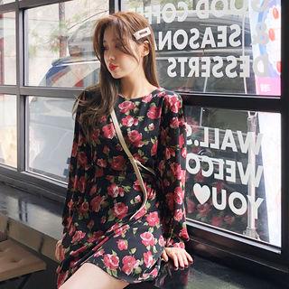 Floral Print Dress Black - One Size