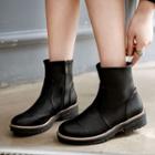 Faux Leather Round Toe Ankle Boots