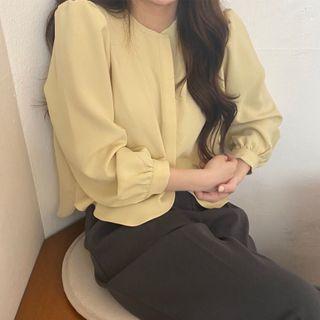 Cropped Blouse Lemon Yellow - One Size