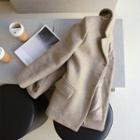 Single-breasted Wool Blend Jacket Beige - One Size