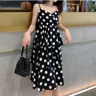 Spaghetti Strap Midi Dotted Dress Dress - One Size