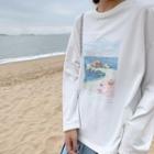 Printed Long-sleeve Oversized Tee