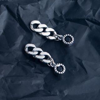 Chunky Chain Sterling Silver Dangle Earring 1 Pair - Silver - One Size