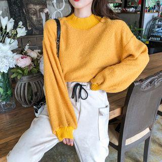 Fleece Long-sleeve Cropped Top / Plain Harem Pants