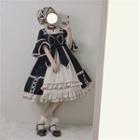 Elbow-sleeve Ribbon Bow A-line Dress / Headband / Set