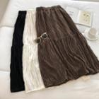 Plain High-waist Frilled Skirt