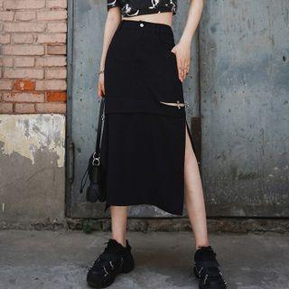 Plain Irregular Cutout Skirt
