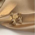 Rhinestone Bear Dangle Earring 1 Pair - Stud Earring - As Shown In Figure - One Size